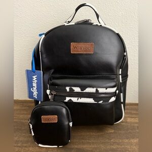 Wrangler Cow Print Backpack With Coin Pouch - Black *NEW in Package*
